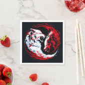 Roter Weißer Kosmischer Wolf Krieger Serviette (Beispiel)