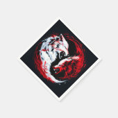 Roter Weißer Kosmischer Wolf Krieger Serviette (Ecke)