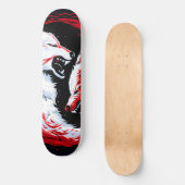 Roter Weißer Kosmischer Wolf Krieger Skateboard (Vorderseite)