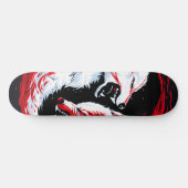 Roter Weißer Kosmischer Wolf Krieger Skateboard (Horizontal)