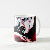 Roter Weißer Kosmischer Wolfskrieger Kaffeetasse (VorderseiteRechts)