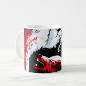 Roter Weißer Kosmischer Wolfskrieger Kaffeetasse (Vorderseite Links)