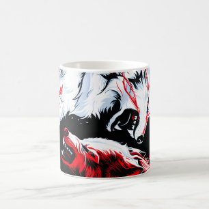 Roter Weißer Kosmischer Wolfskrieger Kaffeetasse