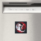 Roter Weißer Kosmischer Wolfskrieger Magnet (In Situ (Geschirrspüler))
