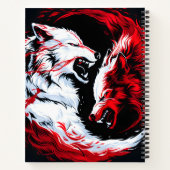 Roter Weißer Kosmischer Wolfskrieger Notizblock (Rückseite)