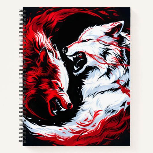Roter Weißer Kosmischer Wolfskrieger Notizblock (Vorderseite)