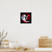 Roter Weißer Kosmischer Wolfskrieger Poster (Küche)