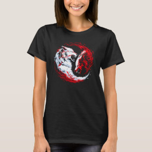Roter Weißer Kosmischer Wolfskrieger T-Shirt