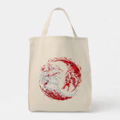 Roter Weißer Kosmischer Wolfskrieger Tragetasche (Rückseite)