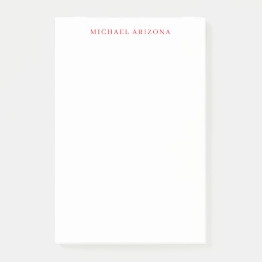 Roter Weißer Minimalistischer Einfacher Moderner E Post-it Klebezettel (Vorderseite)