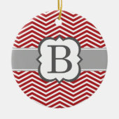 Roter weißer Monogramm-Buchstabe B Zickzack Keramikornament (Vorne)