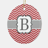 Roter weißer Monogramm-Buchstabe B Zickzack Keramikornament (Links)