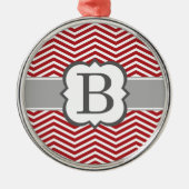 Roter weißer Monogramm-Buchstabe B Zickzack Silbernes Ornament (Vorne)