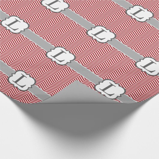 Roter weißer Monogramm-Buchstabe L Zickzack Geschenkpapier (Ecke)