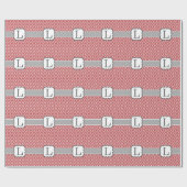 Roter weißer Monogramm-Buchstabe L Zickzack Geschenkpapier (Flach)