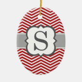 Roter weißer Monogramm-Buchstabe S Zickzack Keramikornament (Vorne)