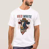 Roter weißer Moo 4. Juli T-Shirt (Vorderseite)