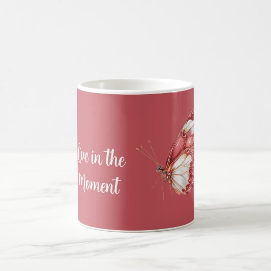 Roter Weißer Schmetterling Kaffeetasse (Mittel)