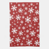 Roter Weißer Schneeflocken Schnee Winter Weihnacht Geschirrtuch (Vertikal)