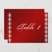 Roter Weißer Schneeflocken Winter Hochzeit Tischnu Postkarte (Vorne/Hinten)