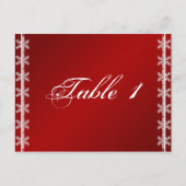Roter Weißer Schneeflocken Winter Hochzeit Tischnu Postkarte (Vorderseite)