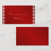 Roter Weißer Schneeflocken Winter Hochzeiten Platz Platzkarte (Vorne/Hinten)