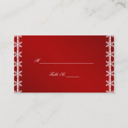 Roter Weißer Schneeflocken Winter Hochzeiten Platz Platzkarte (Vorderseite)