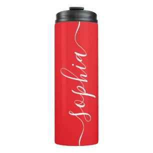 Roter Weißer Schriftzug Individueller Name Thermob Thermosbecher