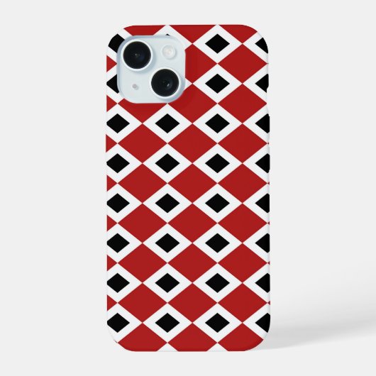 Roter, weißer, schwarzer Diamant-Muster iPhone 6 15 Hülle (Rückseite)