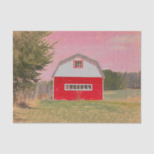 Roter Weißer Stall Rosa Himmel
