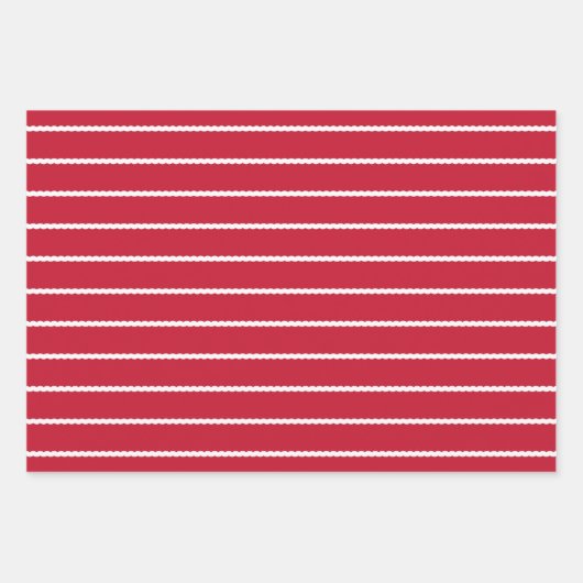 Roter, weißer Streifen schnauziger Linien Weihnach Geschenkpapier Set (Vorderseite 3)