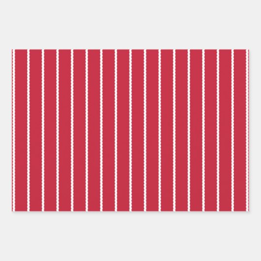 Roter, weißer Streifen schnauziger Linien Weihnach Geschenkpapier Set (Vorderseite 2)