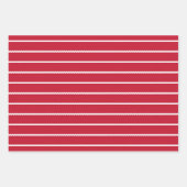 Roter, weißer Streifen schnauziger Linien Weihnach Geschenkpapier Set (Vorderseite)