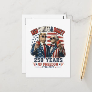Roter Weißer Trinkender Trump George Washington 25 Postkarte