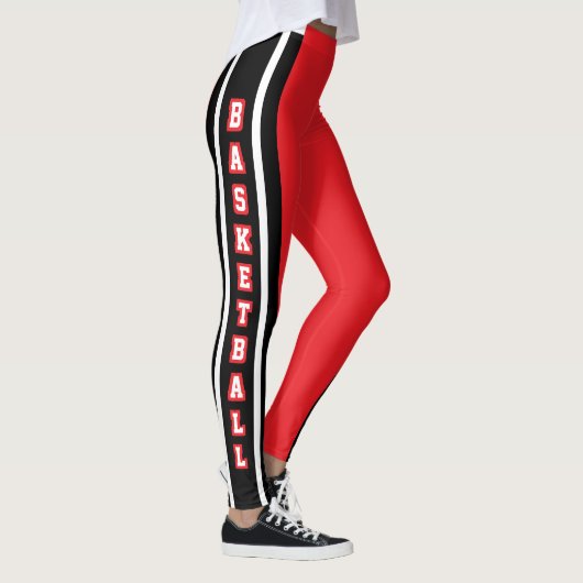 Roter, weißer u. schwarzer Sport-Jersey-Streifen - Leggings (Rechts)