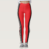 Roter, weißer u. schwarzer Sport-Jersey-Streifen - Leggings (Vorderseite)