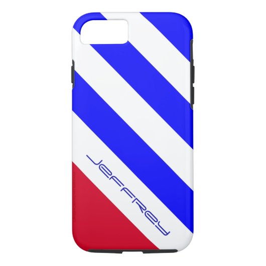 roter, weißer und blauer Diagonalstreifen, Name, Case-Mate iPhone Hülle (Rückseite)