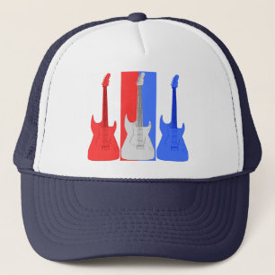 Roter weißer und blauer E-Gitarren-Hut Truckerkappe