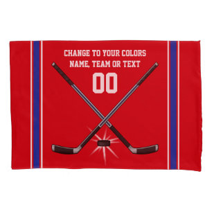 Roter weißer und blauer Hockey-Kissen-Kasten Kissenbezug