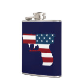 Roter weißer und blauer Kolben Flachmann (Links)