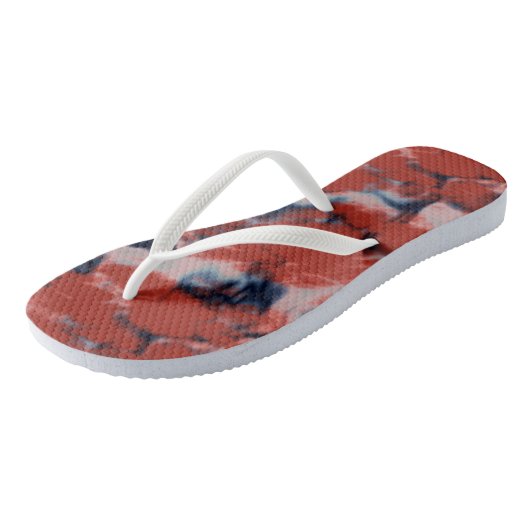 Roter weißer und blauer Marmor Badesandalen (Schrägansicht)