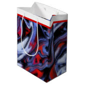 Roter, weißer und blauer Marmor Mittlere Geschenktüte (Rückseite Schrägansicht)