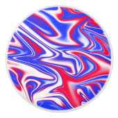 roter weißer und blauer Marmoreffekt, Keramikknauf (Vorderseite)