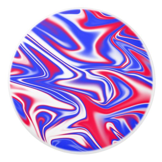 roter weißer und blauer Marmoreffekt, Keramikknauf (Vorderseite)