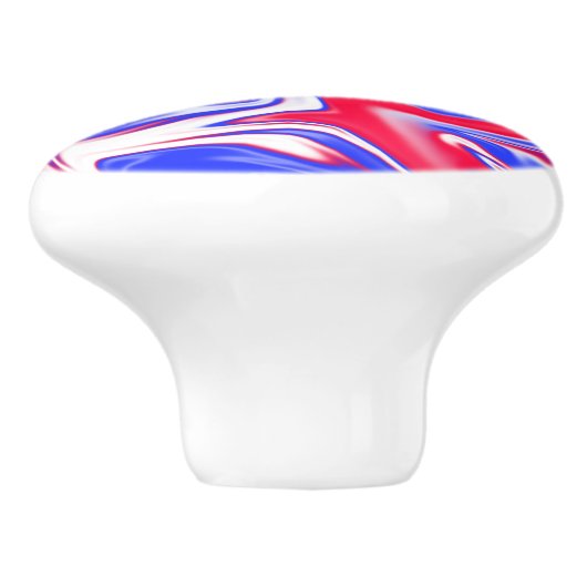 roter weißer und blauer Marmoreffekt, Keramikknauf (Seitenansicht)