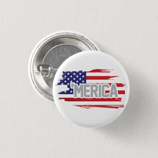 Roter weißer und blauer "Merica Knopf Button (Vorne & Hinten)