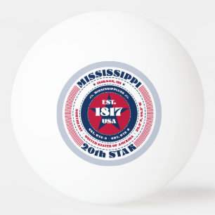 Roter, weißer und blauer Mississippi-Kreis Tischtennisball