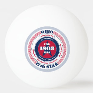 Roter, weißer und blauer Ohio-Kreis Tischtennisball