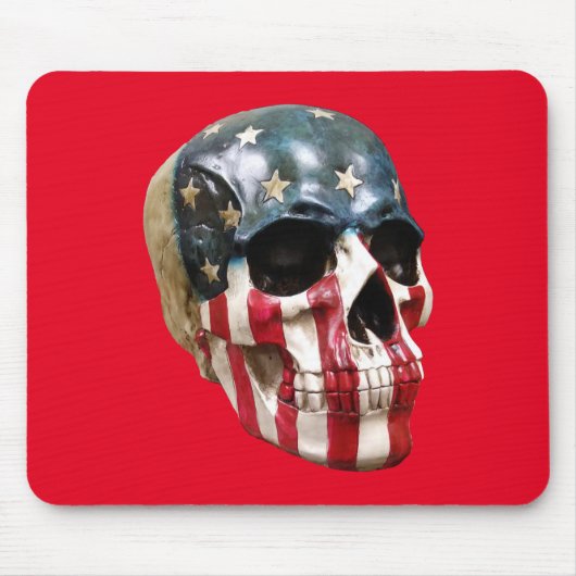 Roter, weißer und blauer Schädel Mousepad (Vorne)