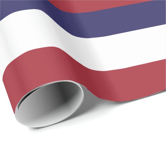 Roter, weißer und blauer Streifen Geschenkpapier (Rolleneckpunkt)